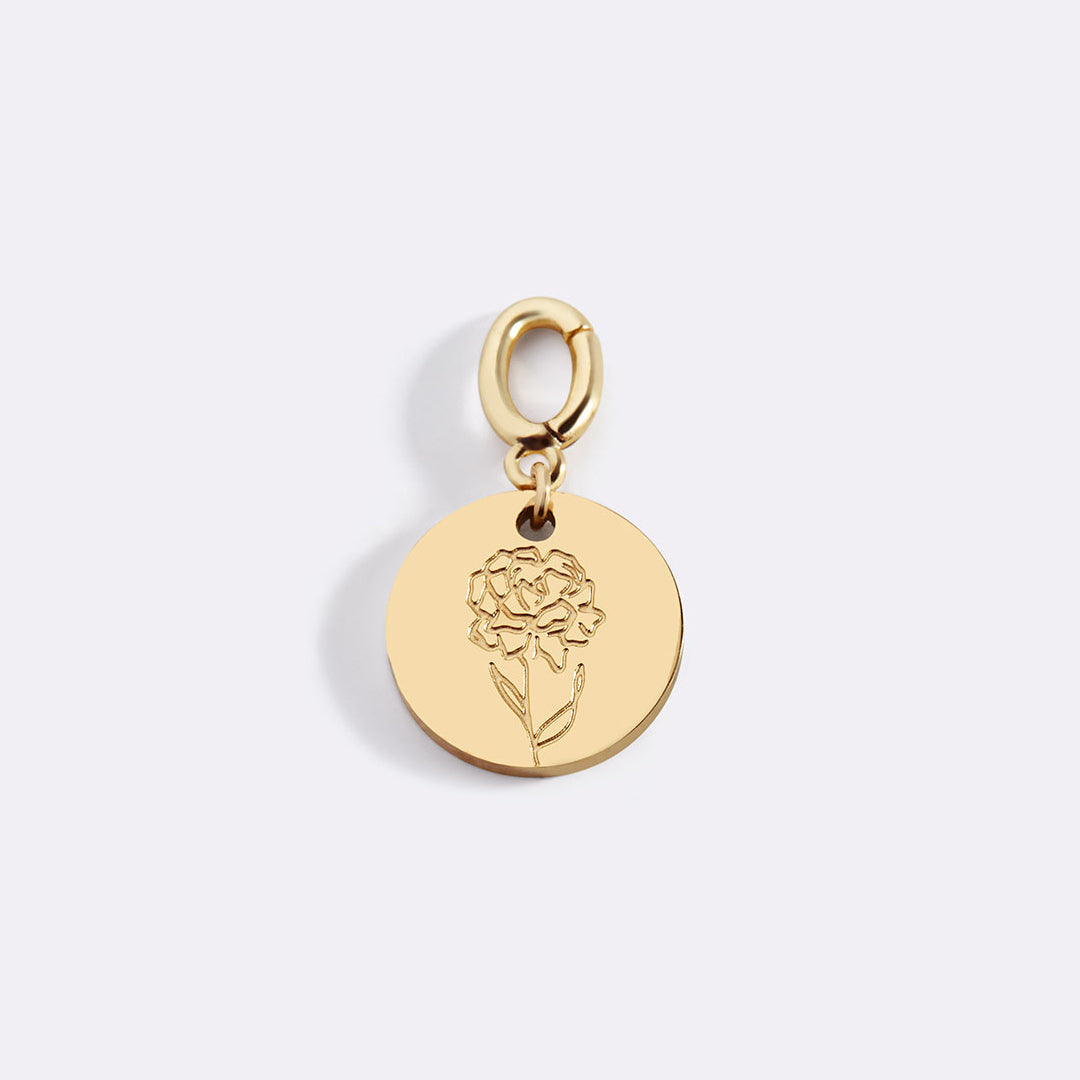 Mint & Lily Engraved Birth Flower Disc Charm