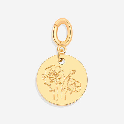 Mint & Lily Engraved Birth Flower Disc Charm
