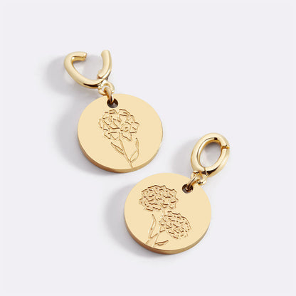 Mint & Lily Engraved Birth Flower Disc Charm
