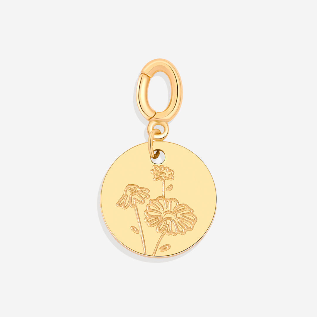 Mint & Lily Engraved Birth Flower Disc Charm