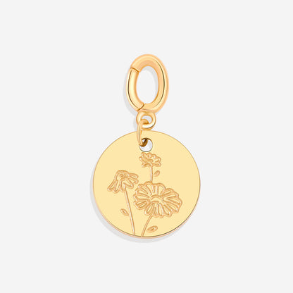 Mint & Lily Engraved Birth Flower Disc Charm