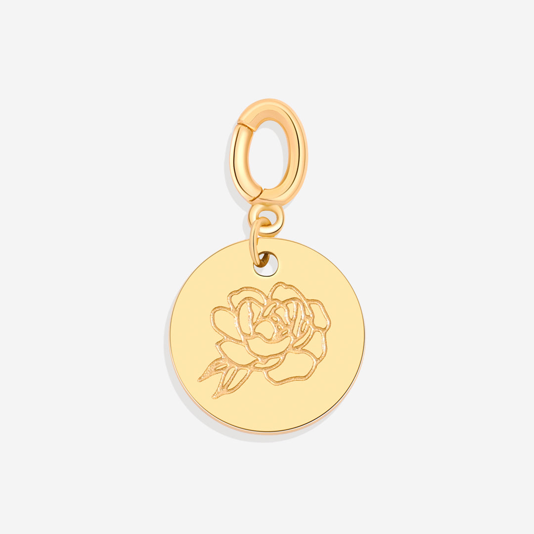 Mint & Lily Engraved Birth Flower Disc Charm