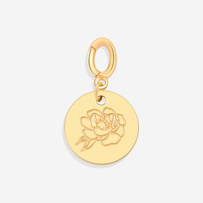 Mint & Lily Engraved Birth Flower Disc Charm