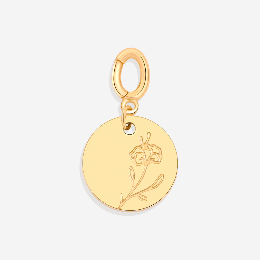 Mint & Lily Engraved Birth Flower Disc Charm