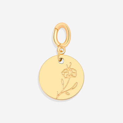 Mint & Lily Engraved Birth Flower Disc Charm