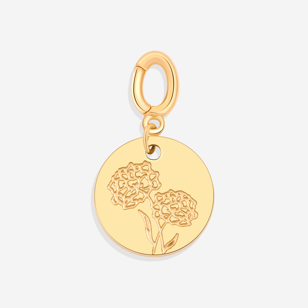 Mint & Lily Engraved Birth Flower Disc Charm