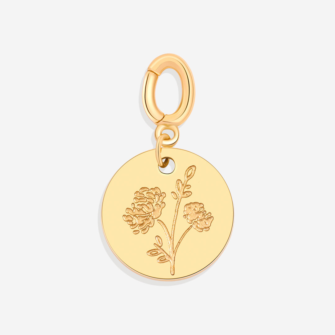 Mint & Lily Engraved Birth Flower Disc Charm