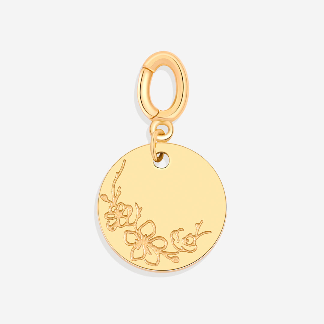 Mint & Lily Engraved Birth Flower Disc Charm