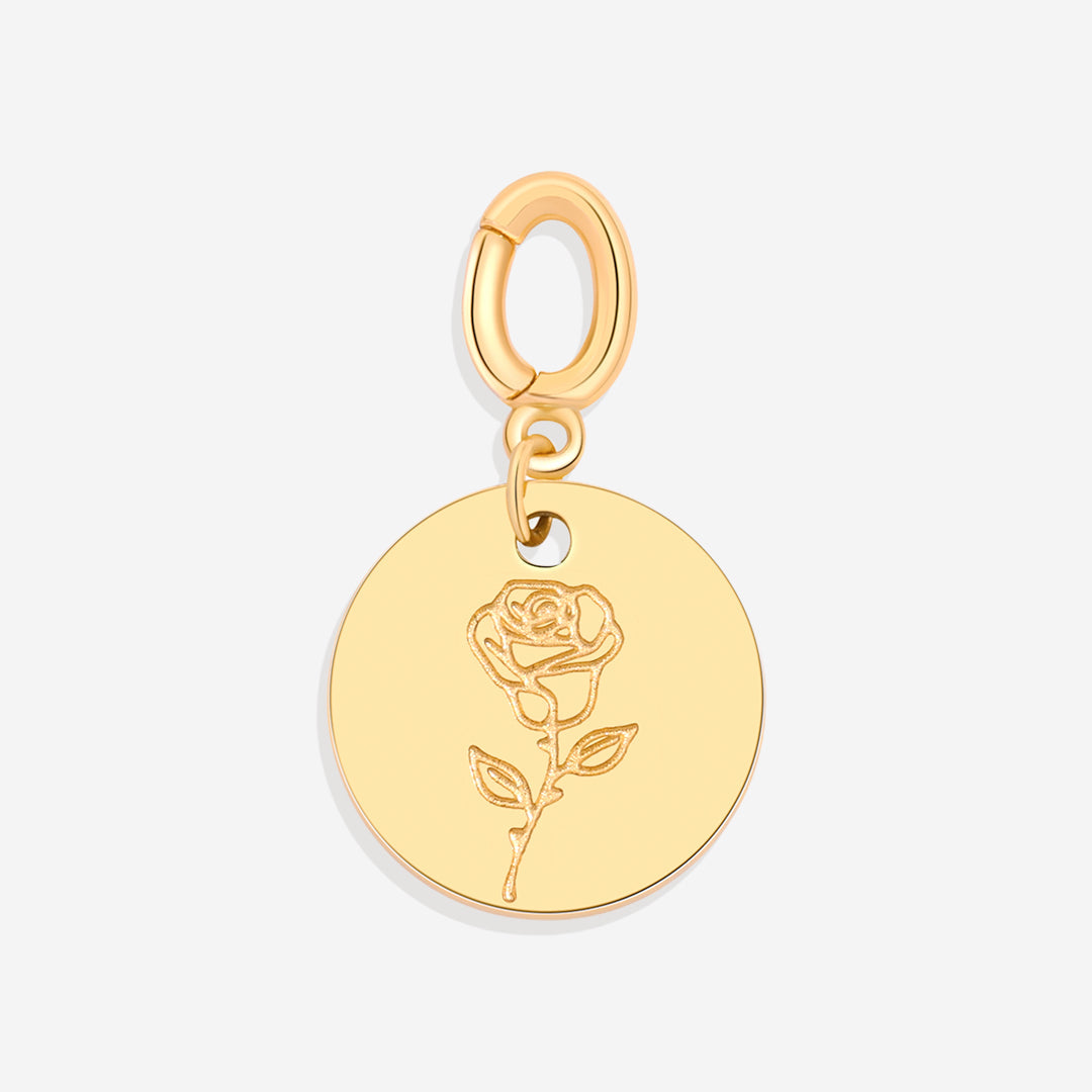 Mint & Lily Engraved Birth Flower Disc Charm
