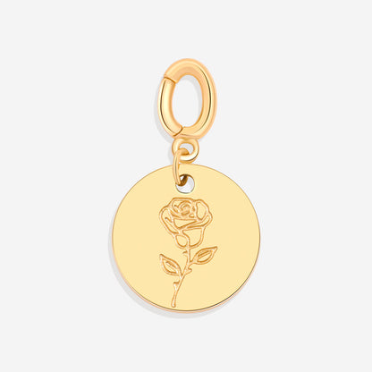Mint & Lily Engraved Birth Flower Disc Charm