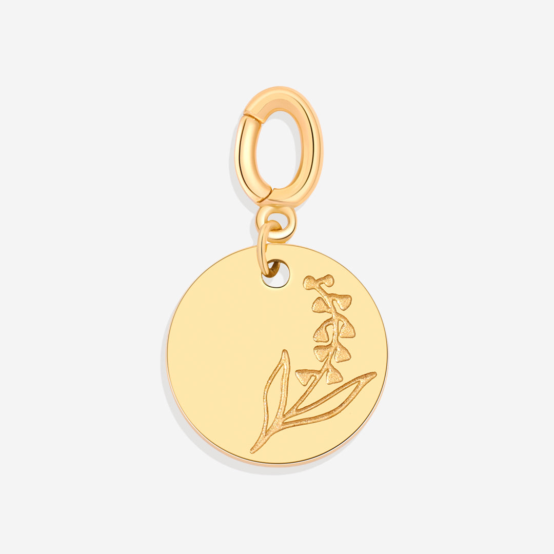 Mint & Lily Engraved Birth Flower Disc Charm