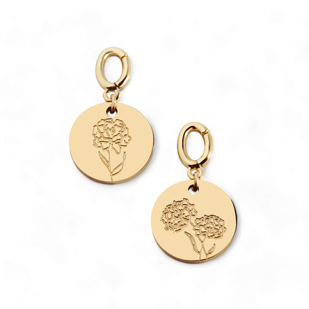 Mint & Lily Engraved Birth Flower Disc Charm