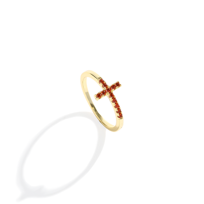 Birthstone Cross Ring