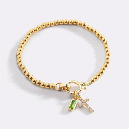 Mint & Lily Cross Charm Birthstone Bracelet