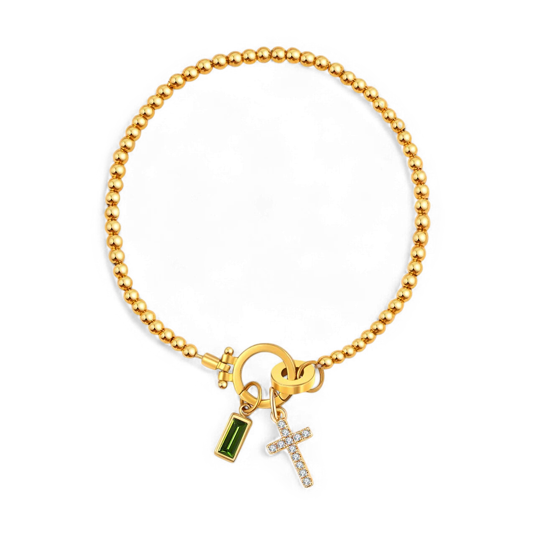 Mint & Lily Cross Charm Birthstone Bracelet