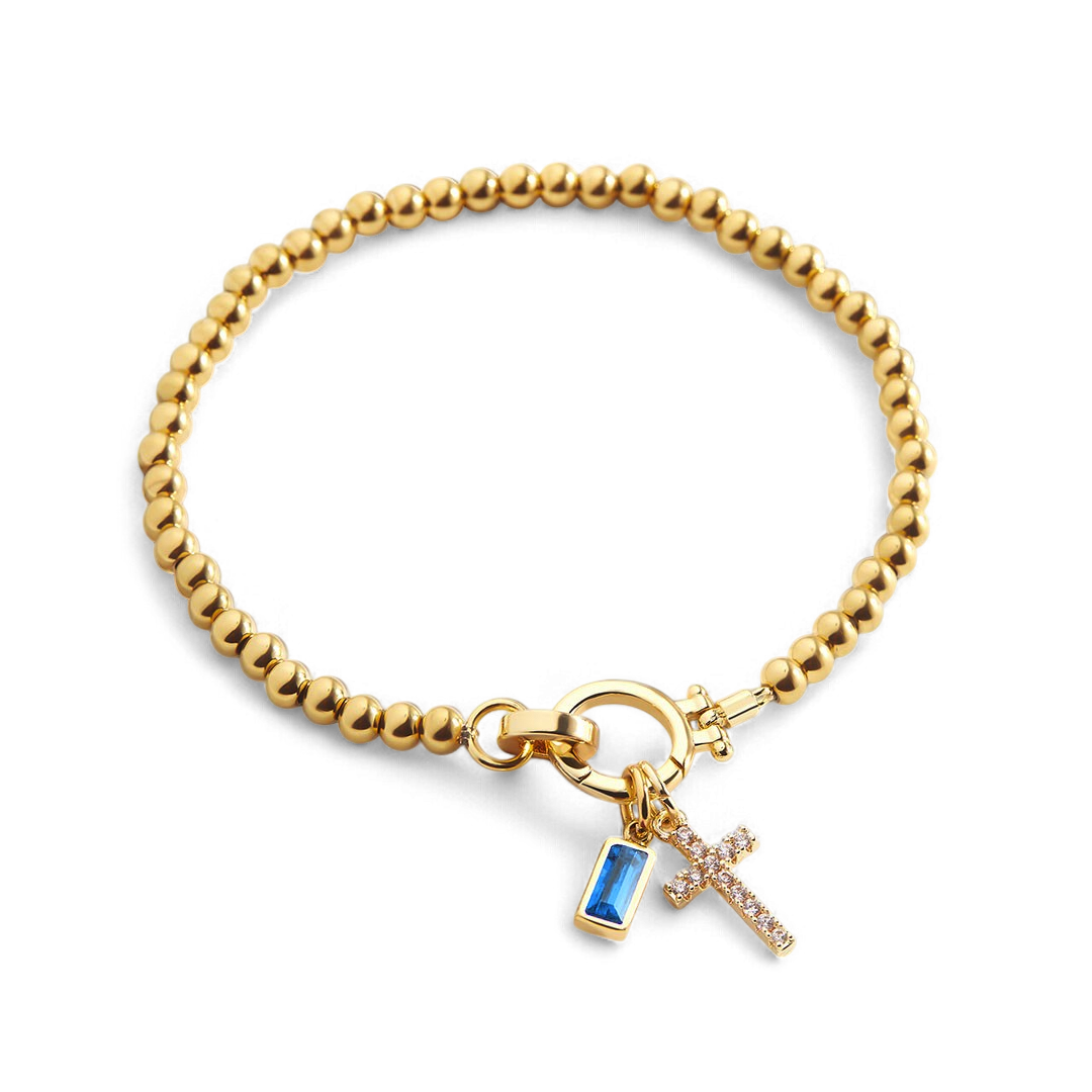 Mint & Lily Cross Charm Birthstone Bracelet