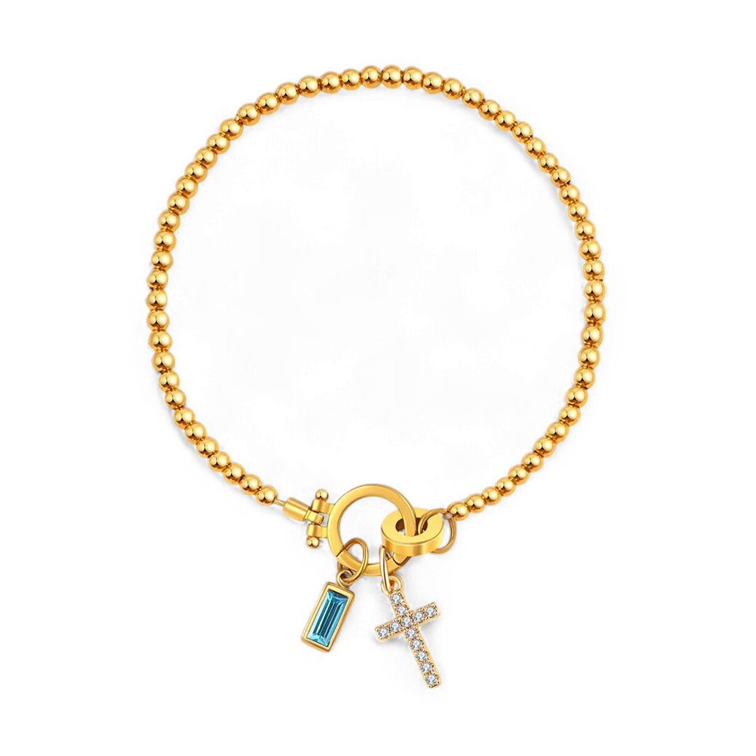 Mint & Lily Cross Charm Birthstone Bracelet
