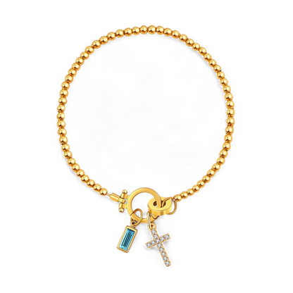 Mint & Lily Cross Charm Birthstone Bracelet