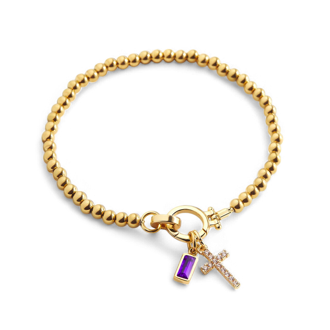 Mint & Lily Cross Charm Birthstone Bracelet