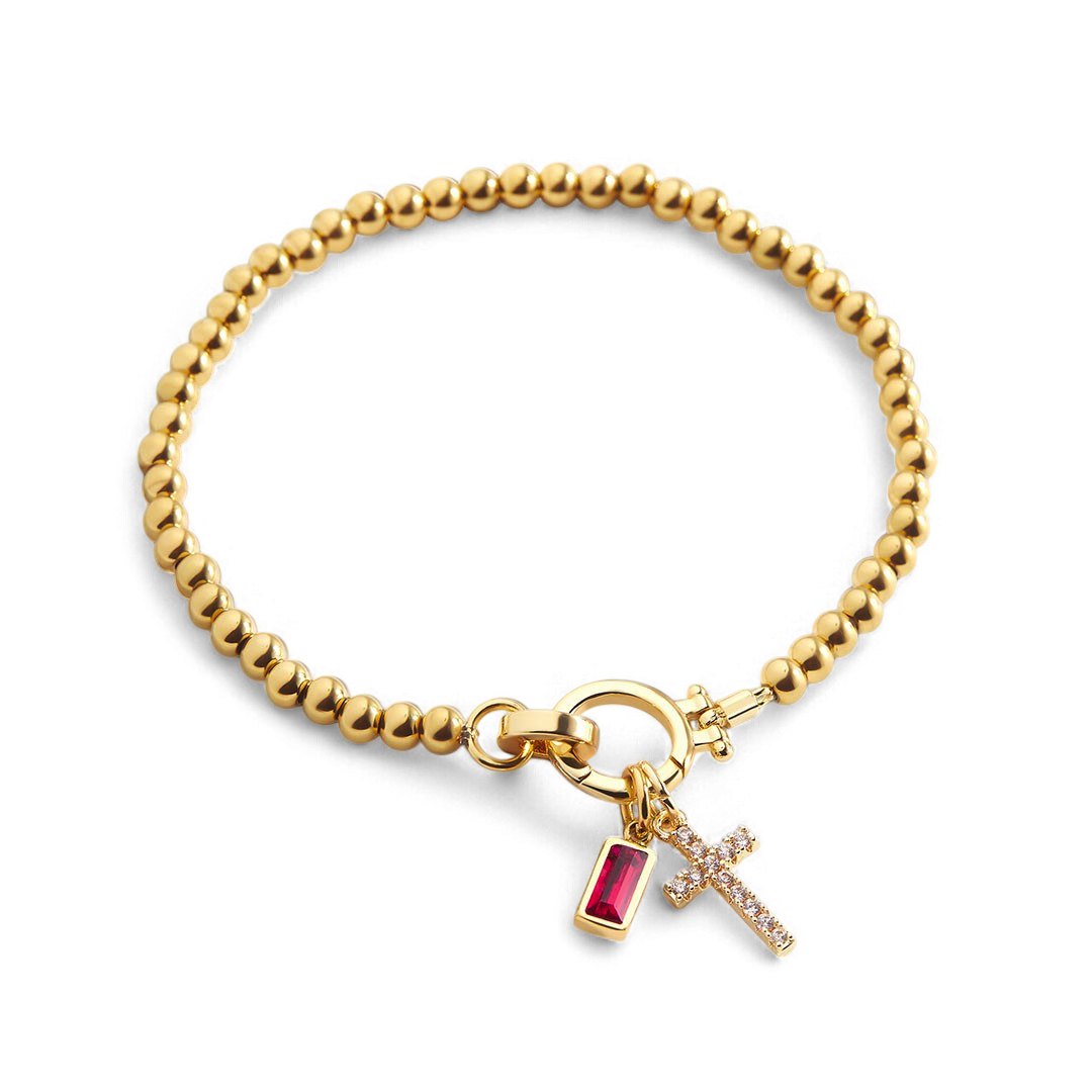 Mint & Lily Cross Charm Birthstone Bracelet