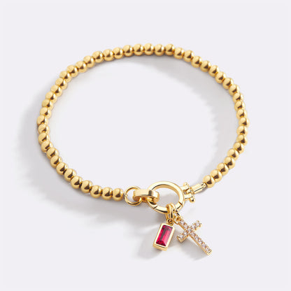 Mint & Lily Cross Charm Birthstone Bracelet