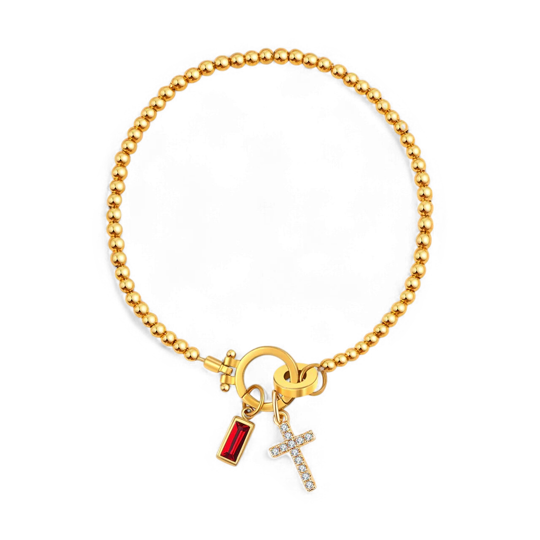 Mint & Lily Cross Charm Birthstone Bracelet