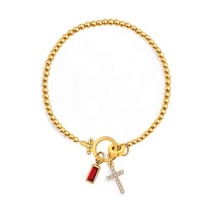 Mint & Lily Cross Charm Birthstone Bracelet