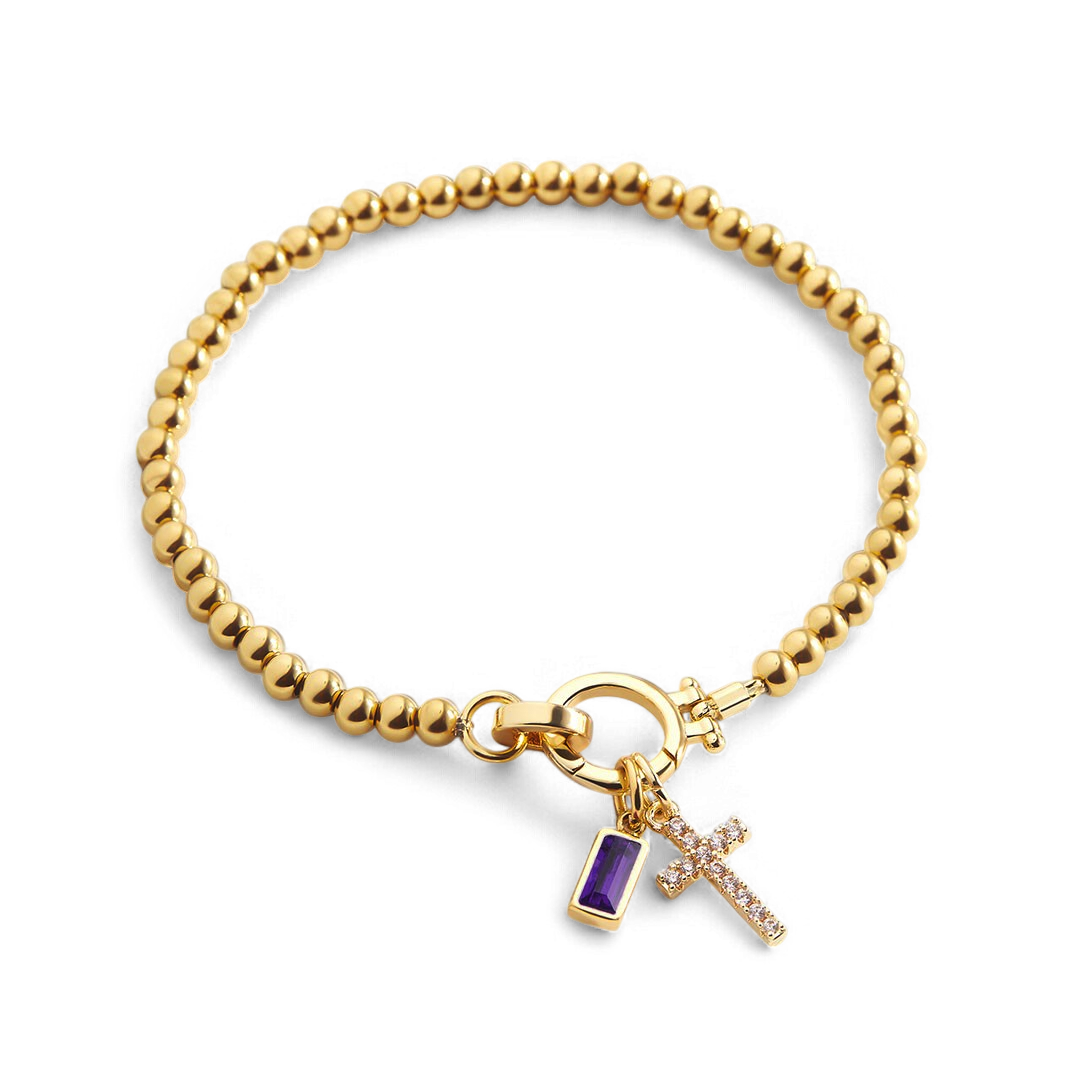Mint & Lily Cross Charm Birthstone Bracelet