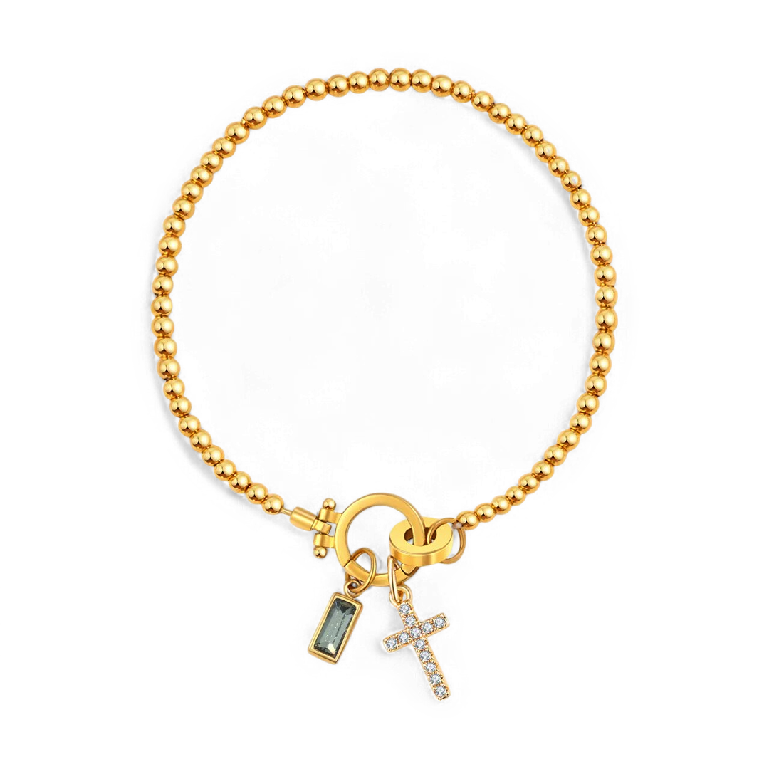 Mint & Lily Cross Charm Birthstone Bracelet
