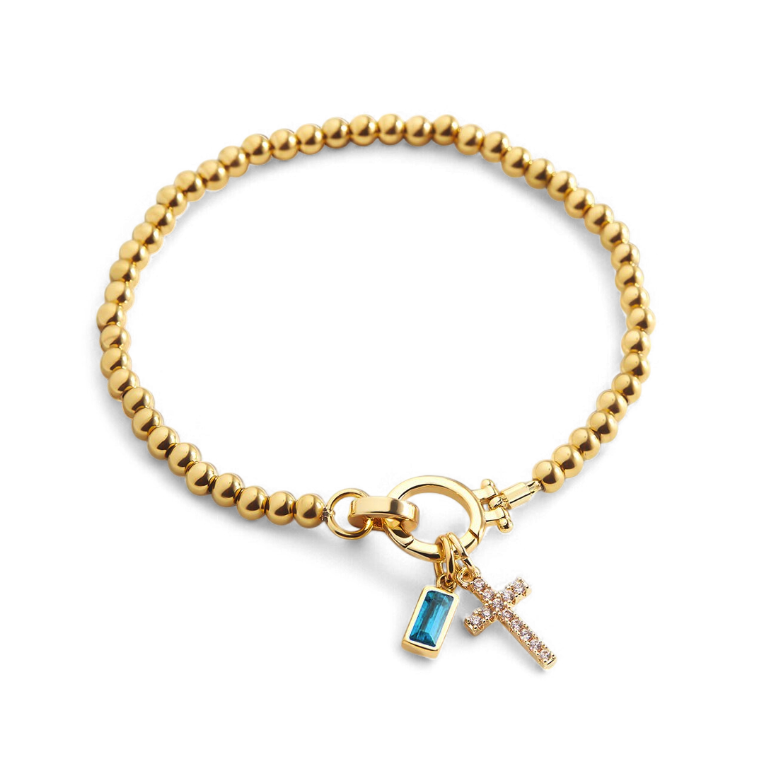 Mint & Lily Cross Charm Birthstone Bracelet