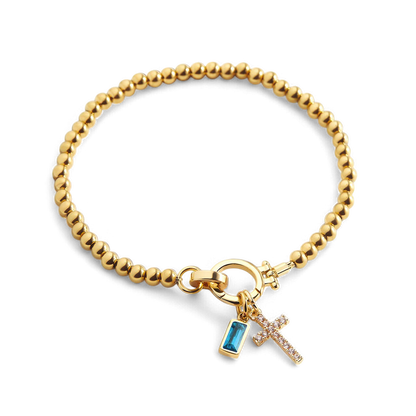 Mint & Lily Cross Charm Birthstone Bracelet