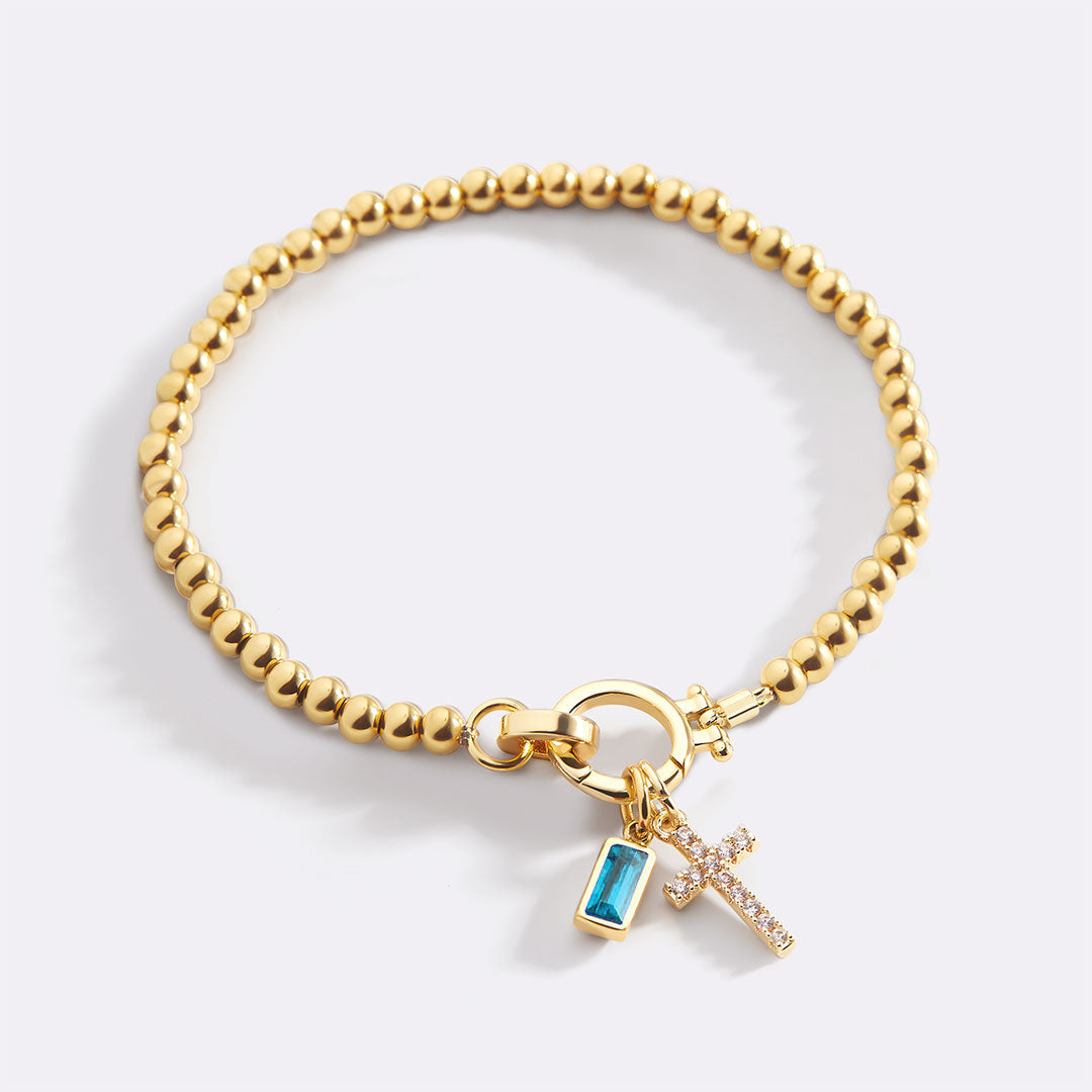 Mint & Lily Cross Charm Birthstone Bracelet