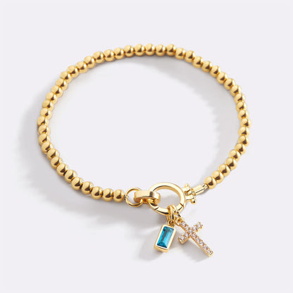 Mint & Lily Cross Charm Birthstone Bracelet
