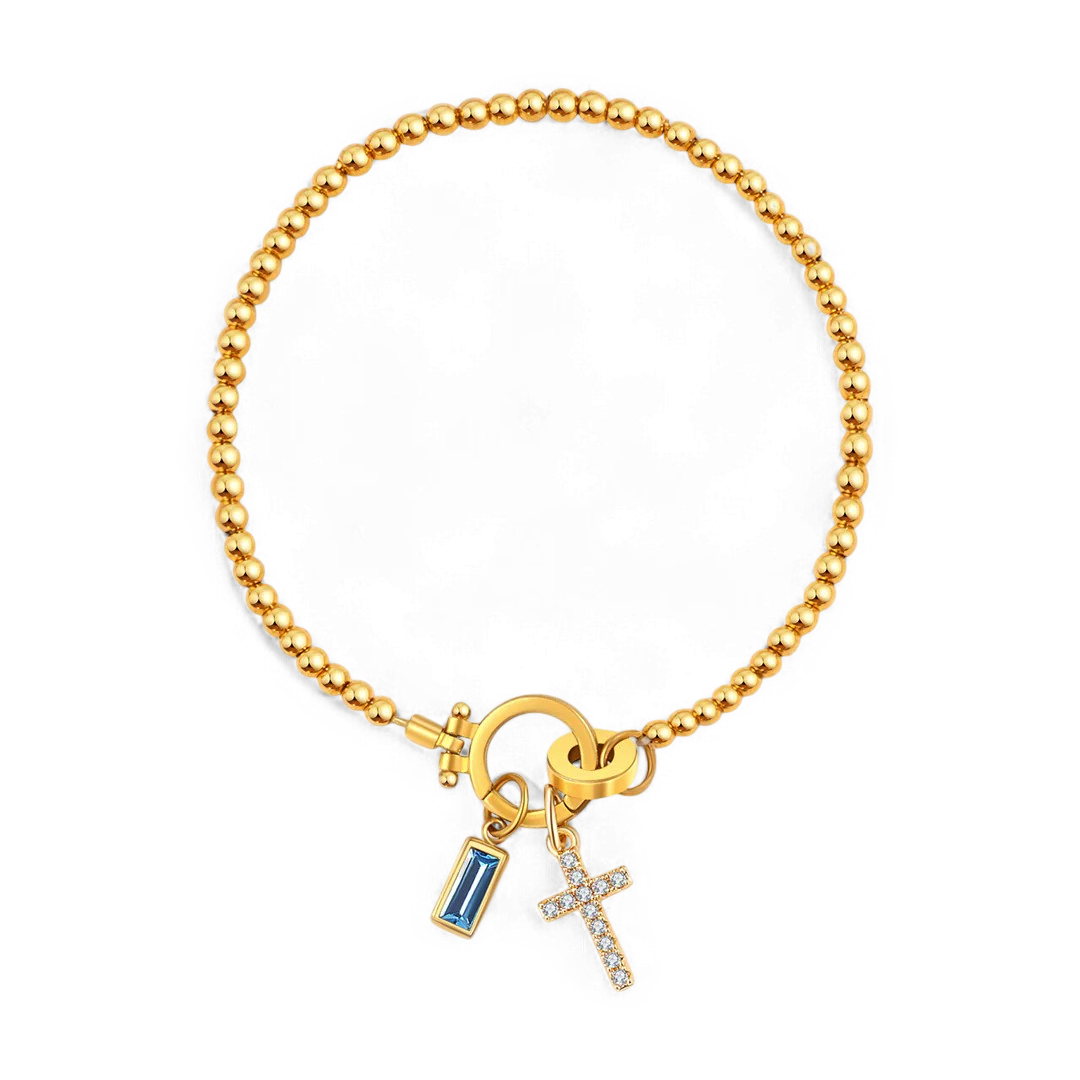 Mint & Lily Cross Charm Birthstone Bracelet