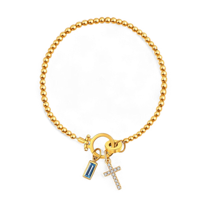 Mint & Lily Cross Charm Birthstone Bracelet