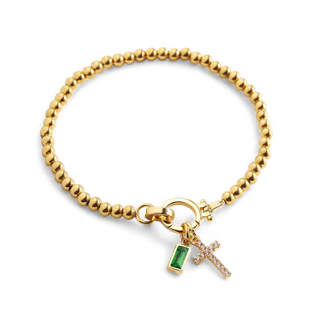 Mint & Lily Cross Charm Birthstone Bracelet