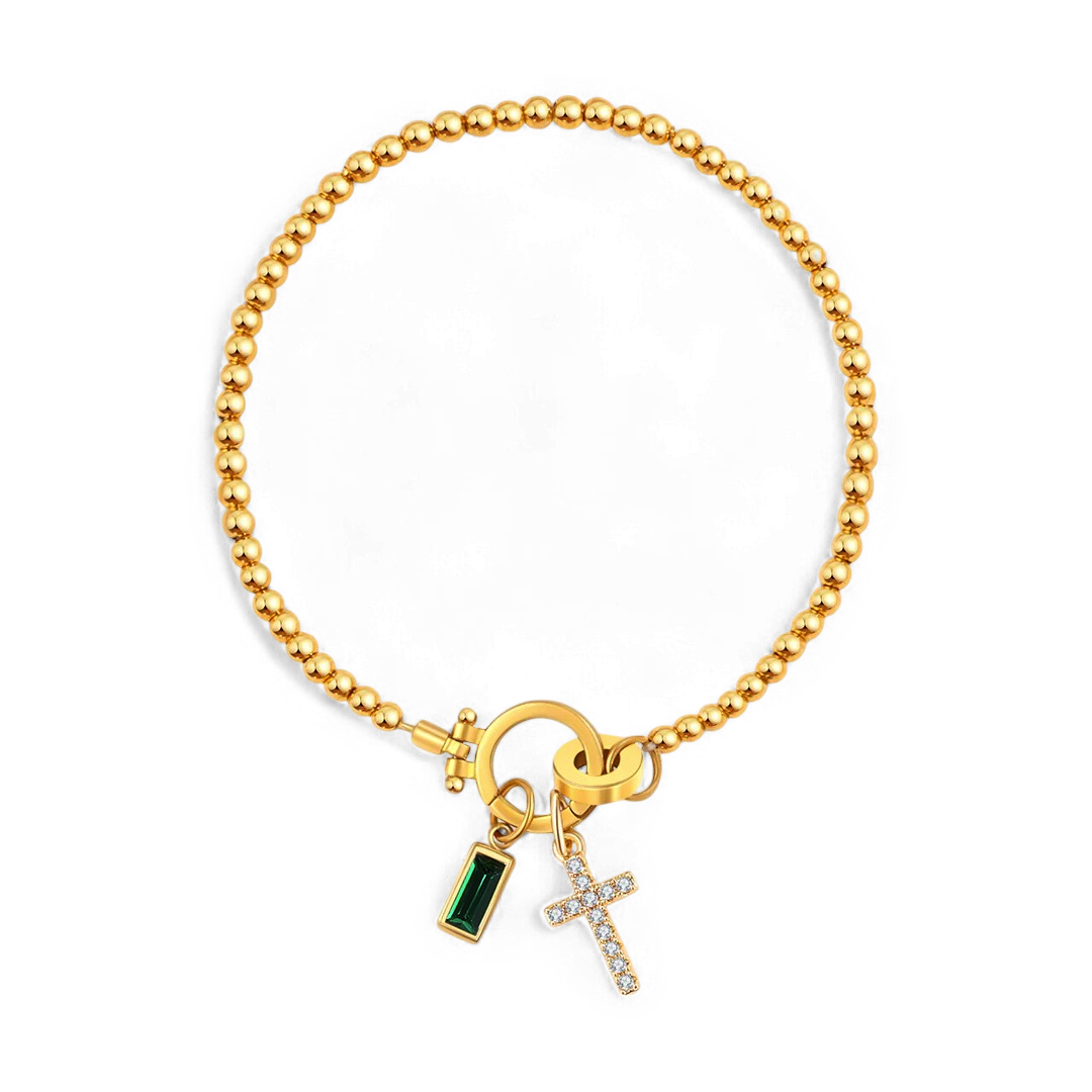 Mint & Lily Cross Charm Birthstone Bracelet