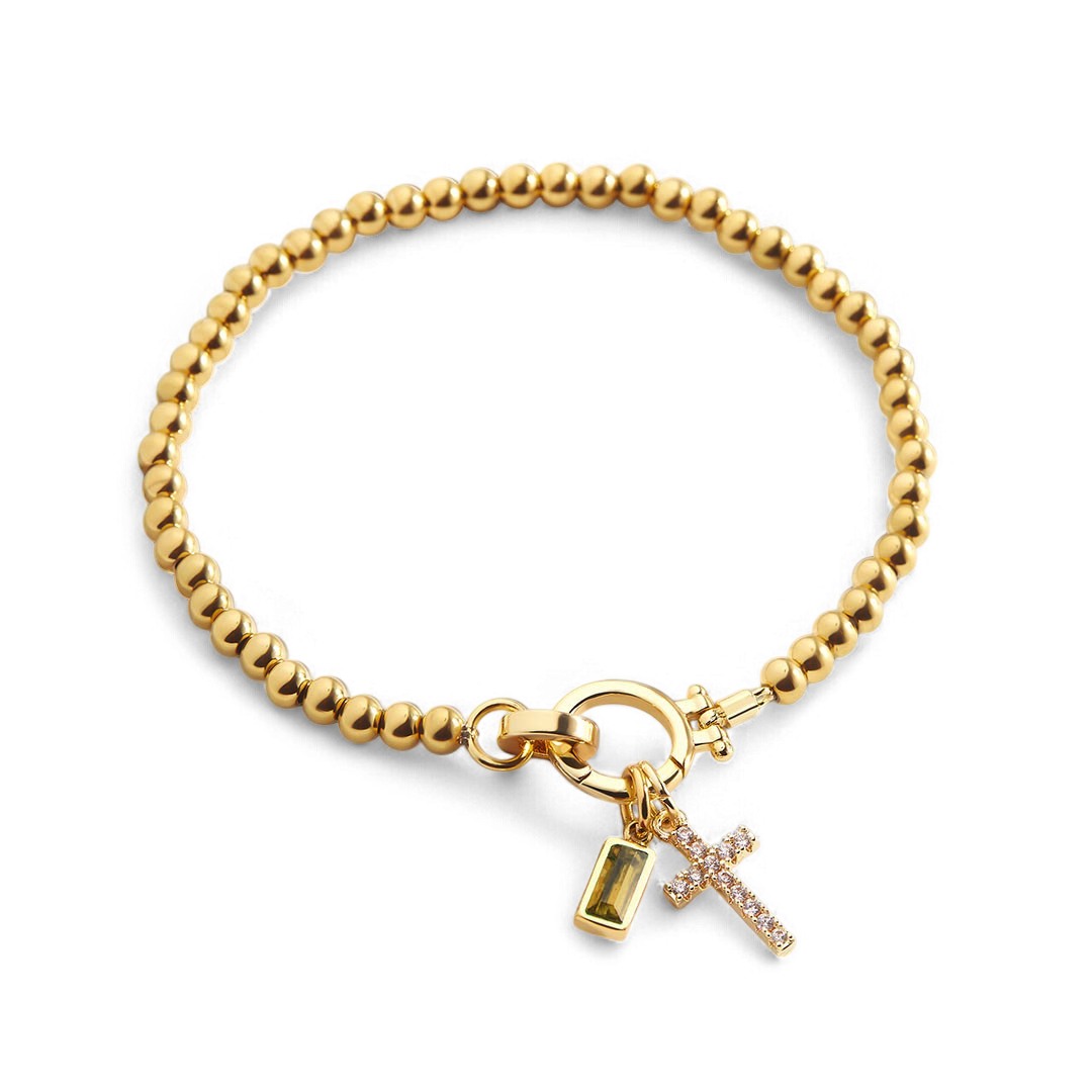 Mint & Lily Cross Charm Birthstone Bracelet
