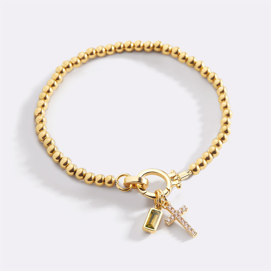 Mint & Lily Cross Charm Birthstone Bracelet