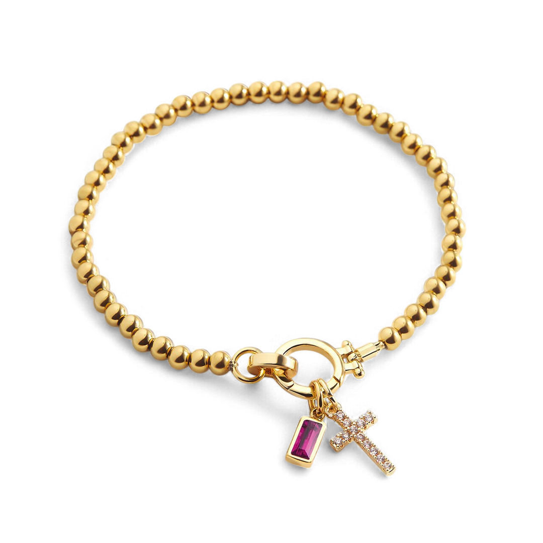 Mint & Lily Cross Charm Birthstone Bracelet