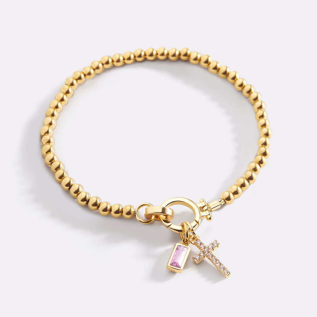 Mint & Lily Cross Charm Birthstone Bracelet
