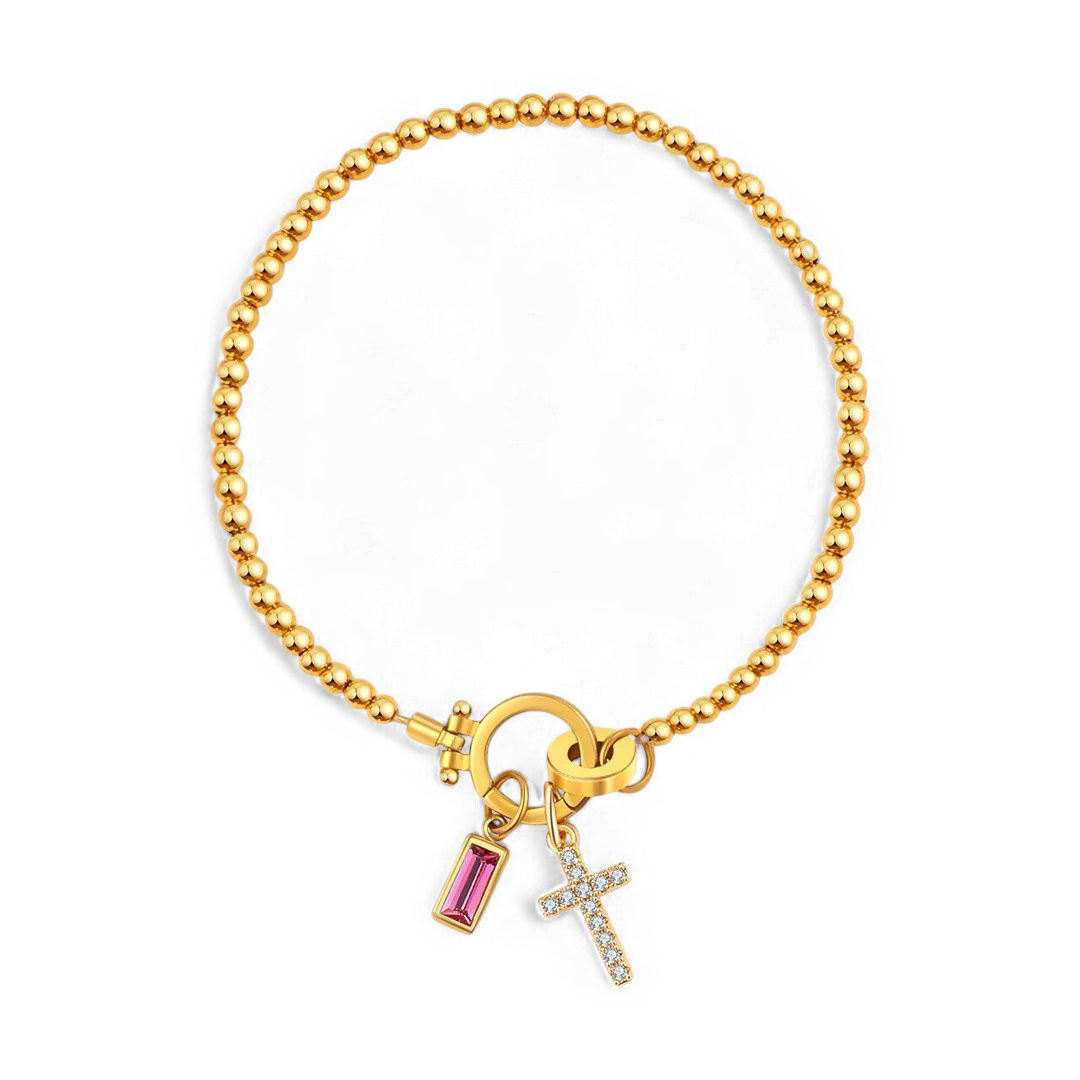Mint & Lily Cross Charm Birthstone Bracelet