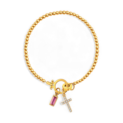 Mint & Lily Cross Charm Birthstone Bracelet