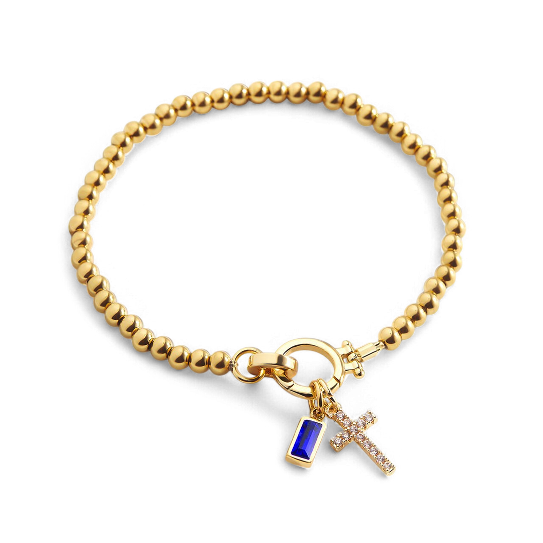 Mint & Lily Cross Charm Birthstone Bracelet