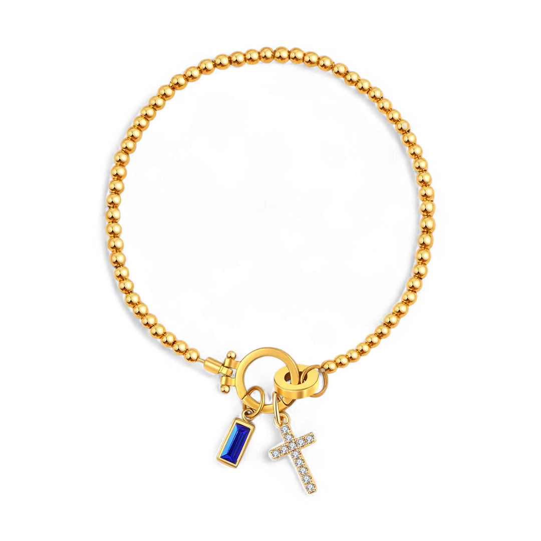 Mint & Lily Cross Charm Birthstone Bracelet