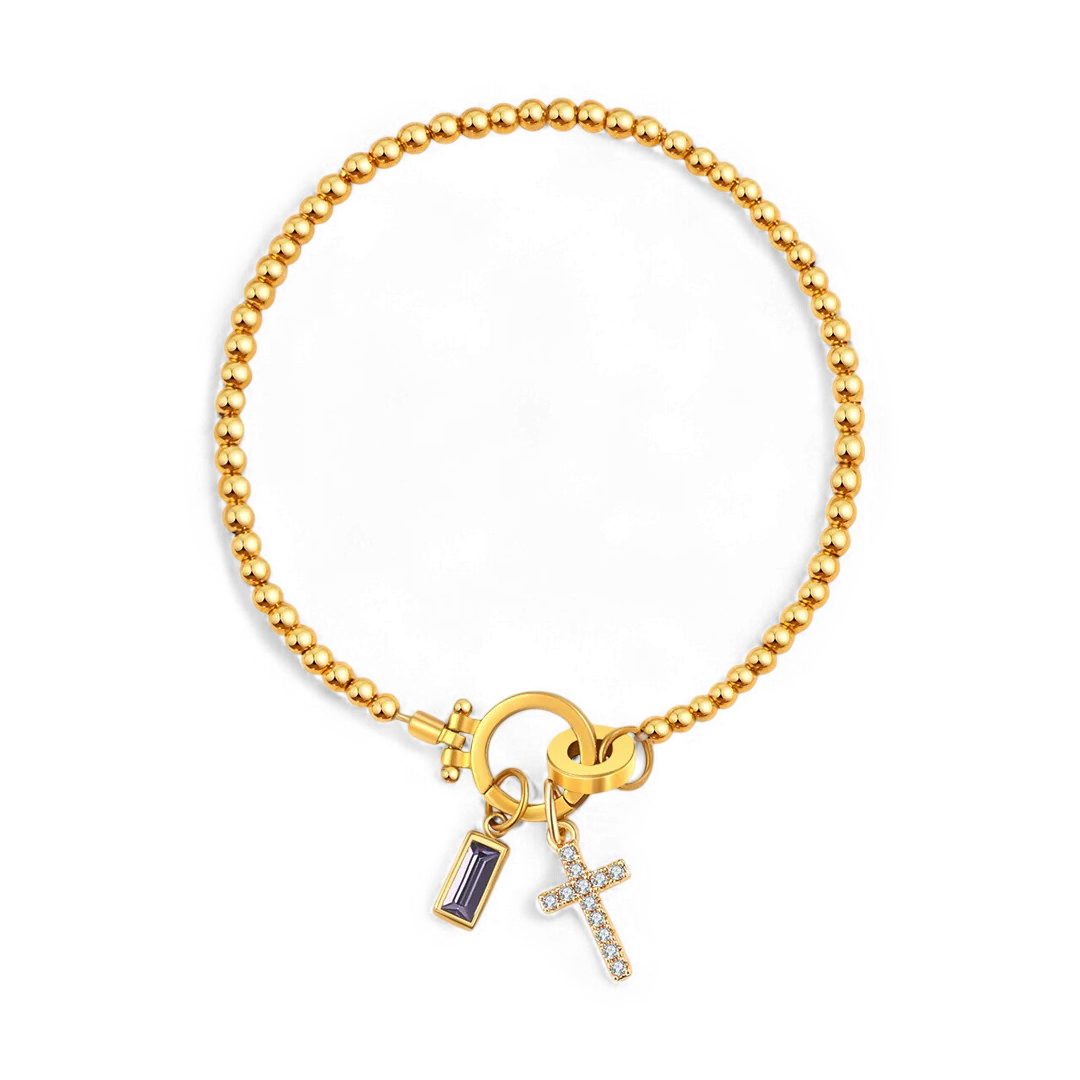 Mint & Lily Cross Charm Birthstone Bracelet