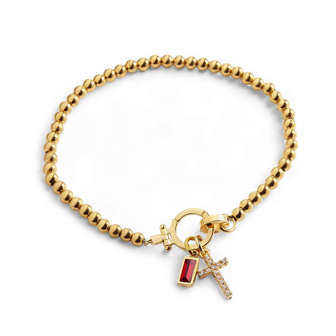 Mint & Lily Cross Charm Birthstone Bracelet