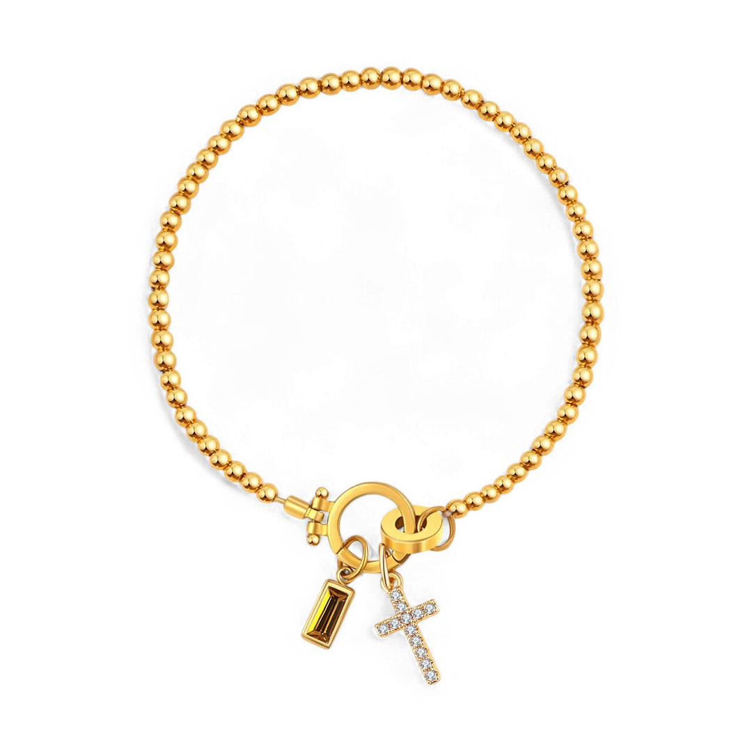 Mint & Lily Cross Charm Birthstone Bracelet
