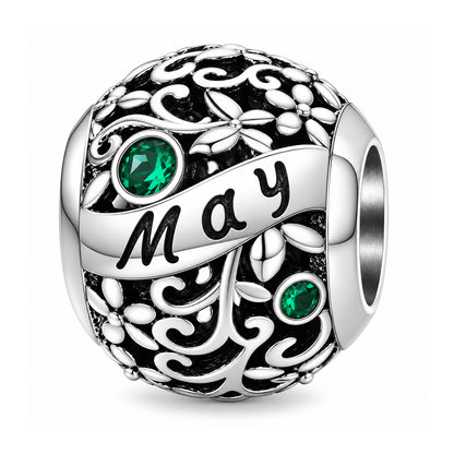 Sterling silver birthstone charm bead - May