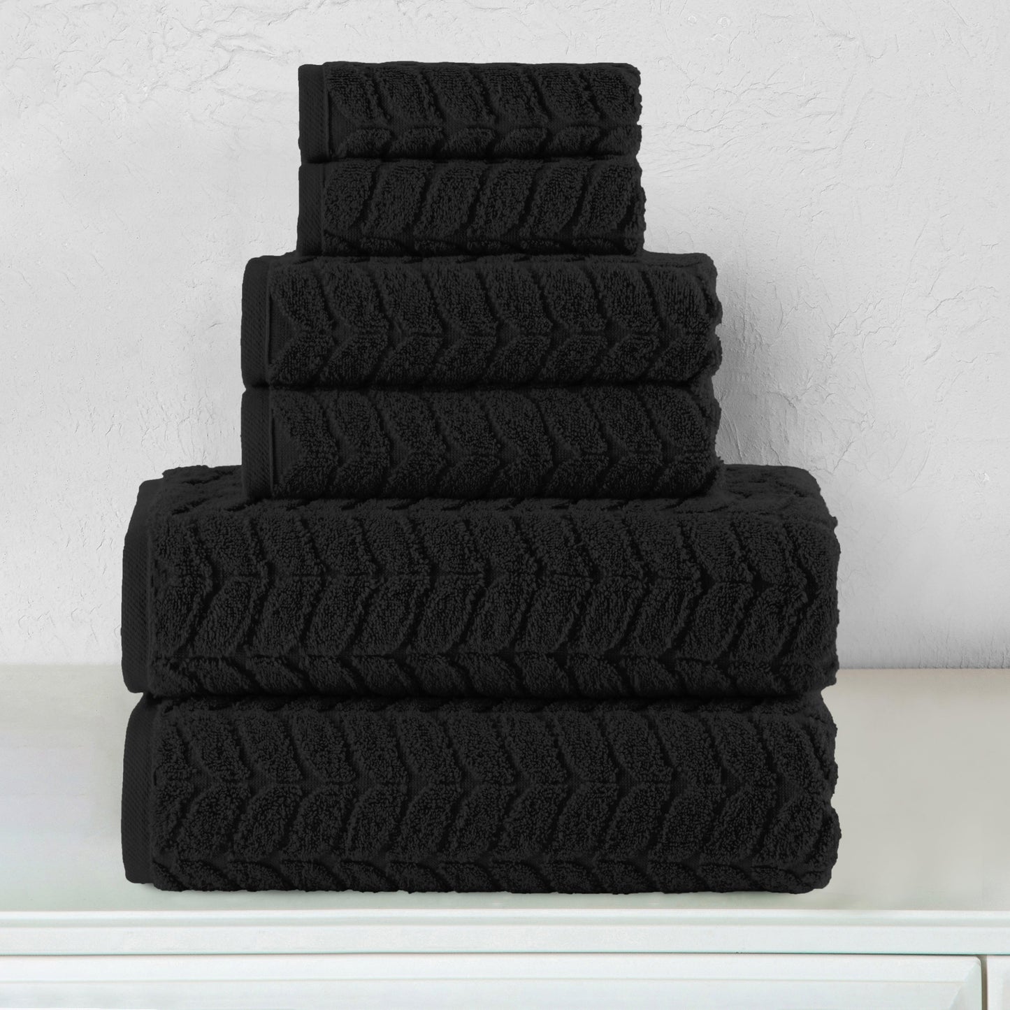 Elegant Comfort 6-Piece Turkish Cotton Braided Towel Set, 2 Washcloths, 2 Hand Towels and 2 Bath Towels